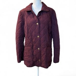 J. Jill Heritage Plum Purple Diamond Quilted Coat Barn Jacket XL Excellent